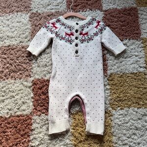 Hanna Andersson Cream and Red Knit Bodysuit - perfect for Christmas